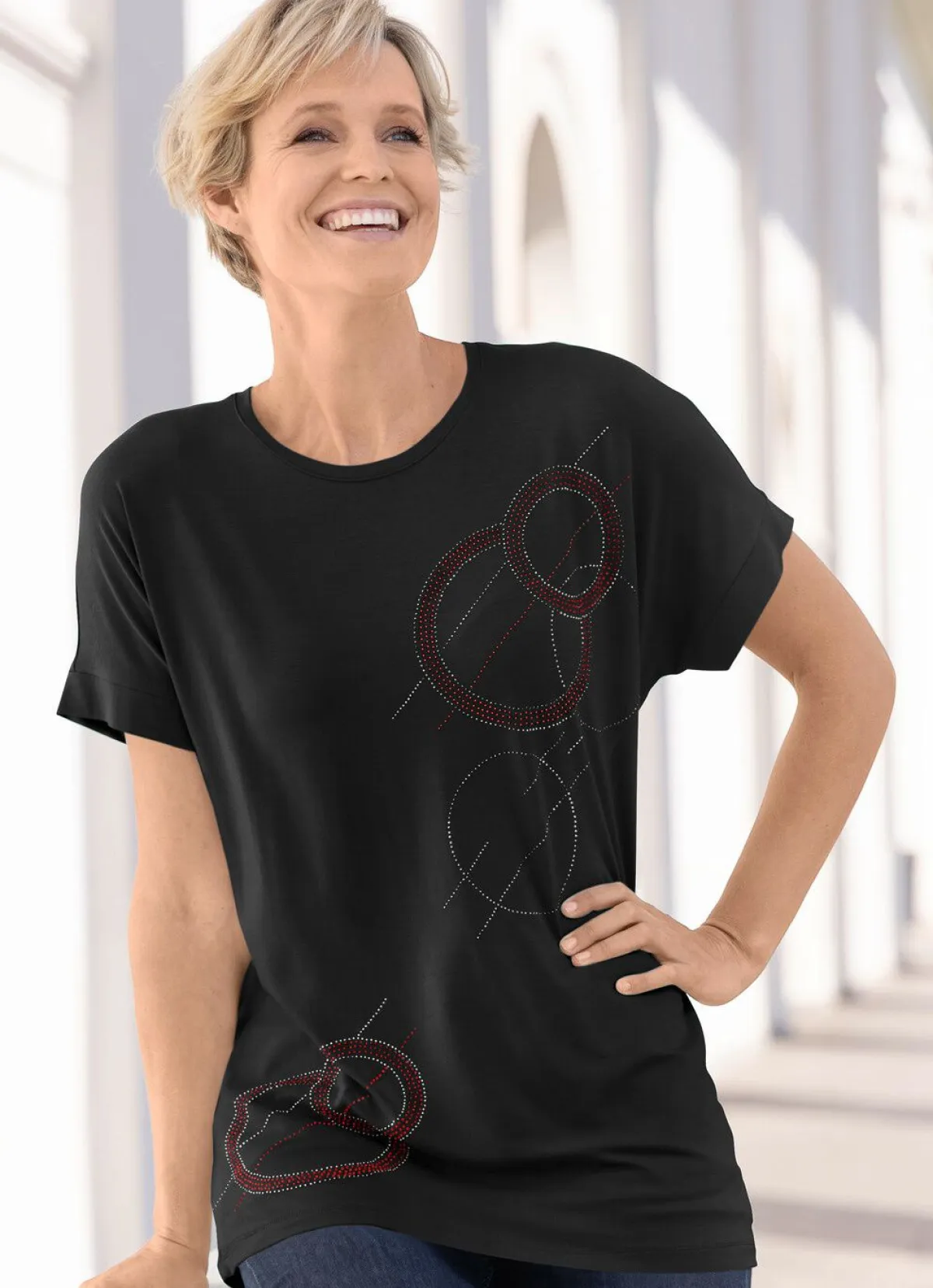 BADER Shirt mit überschnittener Schulterpartie SCHWARZ