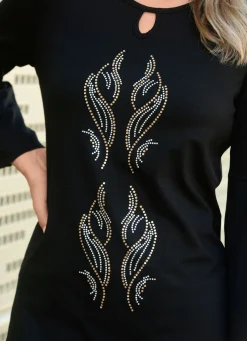 BADER Shirt mit dekorativem Halsausschnitt SCHWARZ