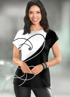 Discount KLAUS MODELLE MADE IN GERMANY Shirt mit edlem Druck SCHWARZ-WEISS