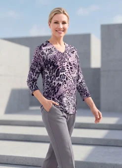 BADER Shirt mit farbbrillantem Dessin lila-flieder-schwarz