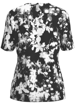 Outlet KLAUS MODELLE MADE IN GERMANY Shirt mit Floraldessin SCHWARZ-WEISS