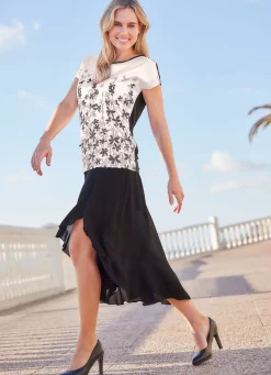 Hot BADER Shirt mit floralem Druck SCHWARZ-WEISS