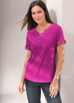 Clearance BADER Shirt mit floraler Spitze in 5 Farben MAGENTA
