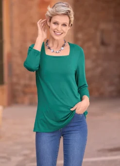 Clearance BADER Shirt mit flottem Karreè-Ausschnitt in 3 Farben DUNKELGRÜN