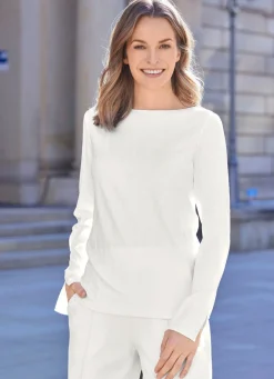 Sale BADER Shirt mit geschlitzten langen Ärmeln in 2 Farben ECRU