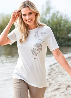 laurakent Shirt mit Glimmer-Druck ECRU