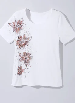 Discount BADER Shirt mit handbemaltem Glitzerornament WEISS