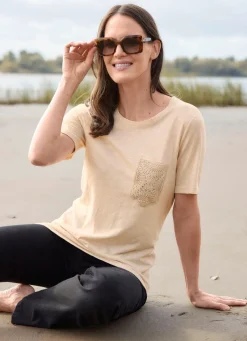 Hot laurakent Shirt mit Häkelspitze BEIGE