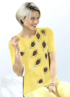 Hot BADER Shirt mit interessantem Blätterdruck in 2 Farben GELB