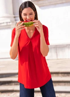 Clearance laurakent Shirt mit Kellerfalte in 2 Farben ROT