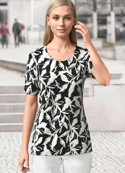 Online KLAUS MODELLE MADE IN GERMANY Shirt mit kurzen Ärmeln SCHWARZ-WEISS