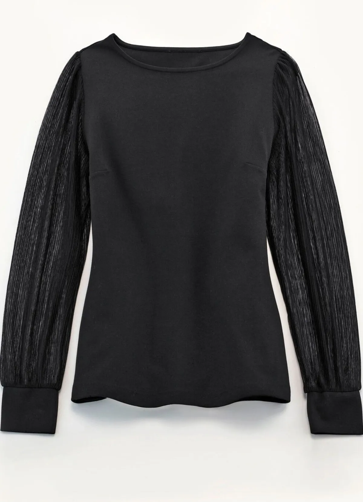 Clearance BADER Shirt mit langen, plissierten Chiffonärmeln SCHWARZ