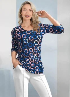 Sale KLAUS MODELLE MADE IN GERMANY Shirt mit 3/4-langen Ärmeln BLAU-ROSÉ-ECRU