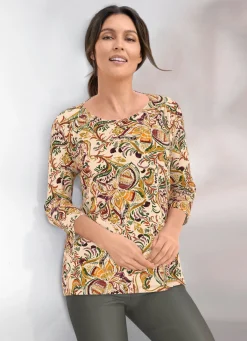 Discount KLAUS MODELLE MADE IN GERMANY Shirt mit 3/4-langen Ärmeln BEIGE-BRAUN-GRÜN
