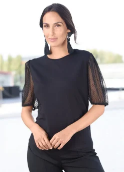 Hot Tizia Shirt mit Netzärmeln SCHWARZ