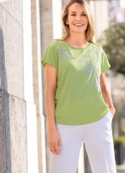 Hot Tizia Shirt mit Paillettenzier PISTAZIE