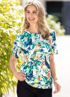 Online BADER Shirt mit Papagei-Motiven ECRU-GRÜN-MULTICOLOR