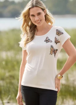 Online laurakent Shirt mit Perlenapplikation ECRU