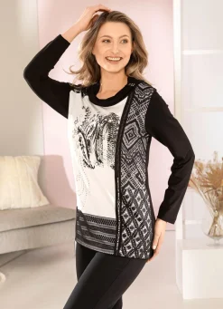 Best BADER Shirt mit plaziertem Foliendruck SCHWARZ-ECRU