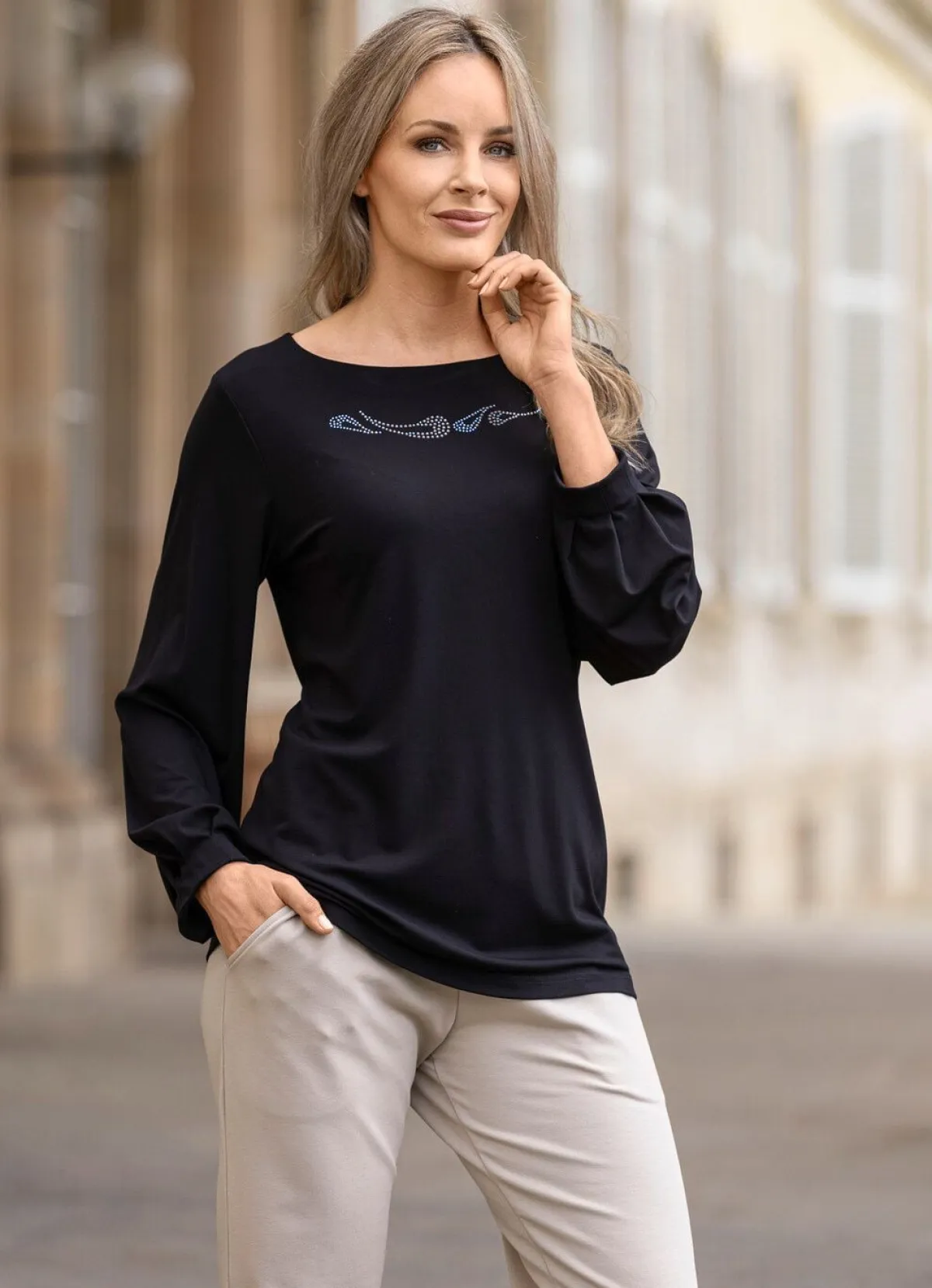 Sale BADER Shirt mit raffinierten Faltenabschlüssen SCHWARZ