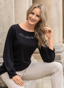 Sale BADER Shirt mit raffinierten Faltenabschlüssen SCHWARZ