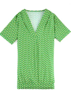 Outlet BADER Shirt mit rückwärtiger Smokverarbeitung in 2 Farben GRÜN-GELB-BUNT