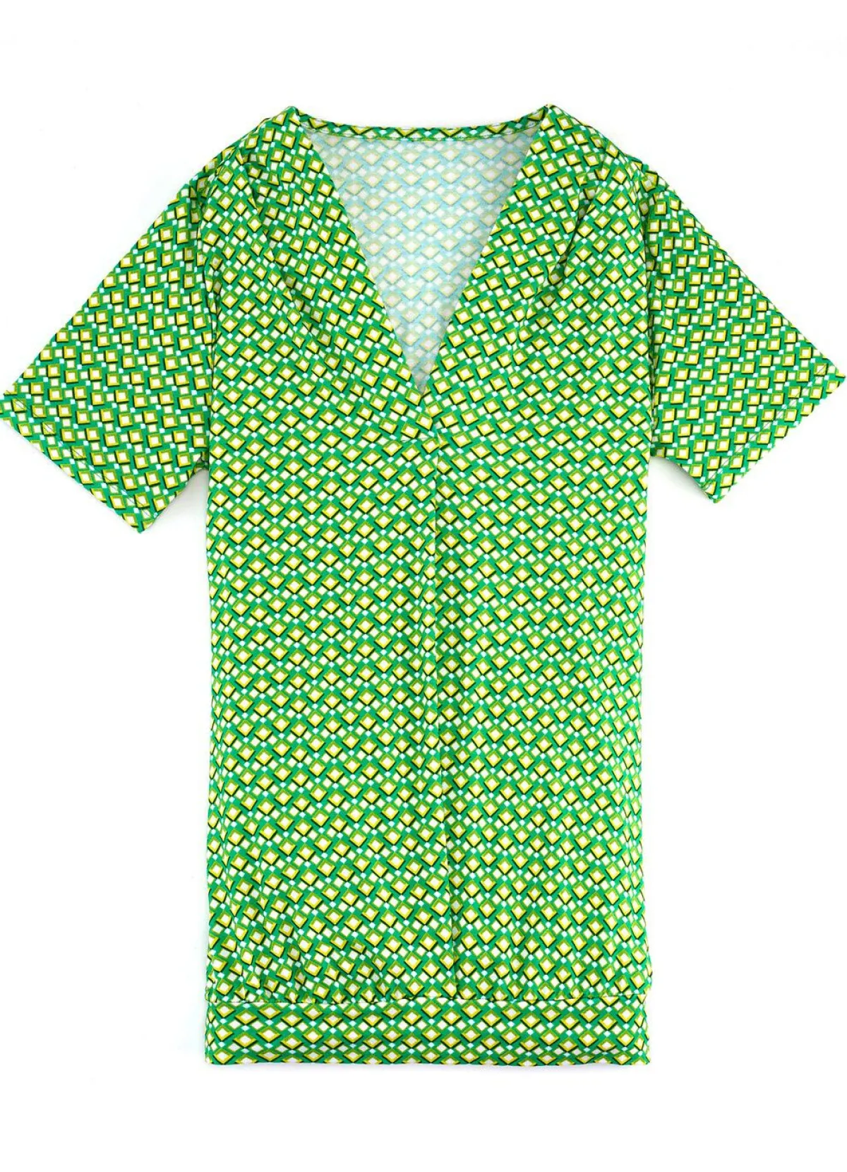 Outlet BADER Shirt mit rückwärtiger Smokverarbeitung in 2 Farben GRÜN-GELB-BUNT