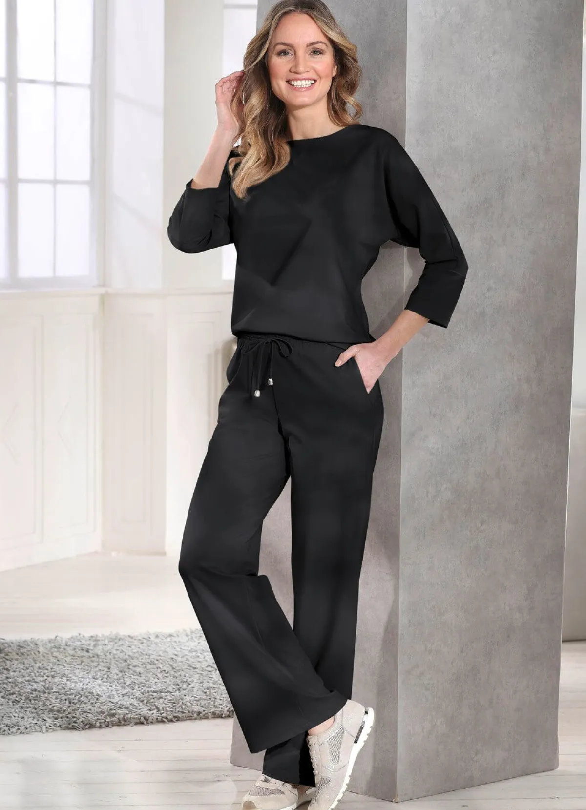 Discount KLAUS MODELLE MADE IN GERMANY Shirt mit rundem Halsausschnitt SCHWARZ
