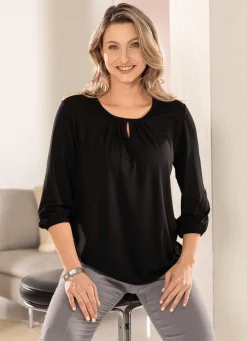 Hot BADER Shirt mit Schlitz in 2 Farben SCHWARZ