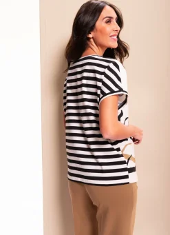 Clearance RABE Shirt mit Schmucksteinzier CREMÉ-BRAUN-SCHWARZ
