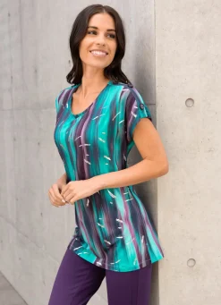 Outlet BADER Shirt mit silberfarbenem Foliendruck SMARAGD-BEERE