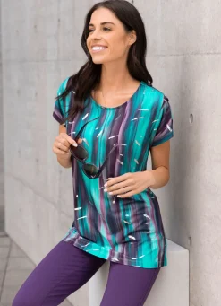 Outlet BADER Shirt mit silberfarbenem Foliendruck SMARAGD-BEERE