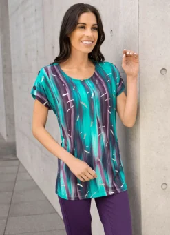 Outlet BADER Shirt mit silberfarbenem Foliendruck SMARAGD-BEERE