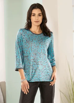 Sale BADER Shirt mit silberfarbenen Zierplättchen EISBLAU-HELLGRAU