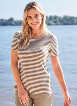 Online laurakent Shirt mit Stickerei-Applikation CAMEL-WEISS