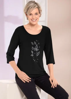 Hot BADER Shirt mit Strasssteinen in 2 Farben SCHWARZ