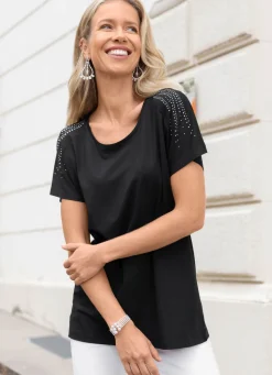 Outlet BADER Shirt mit Strasszier SCHWARZ