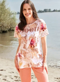 New laurakent Shirt mit Strasszier ECRU-TAUPE-FUCHSIA