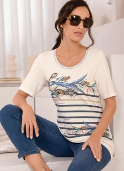 Online laurakent Shirt mit Strasszier ECRU-BLAU-SAND
