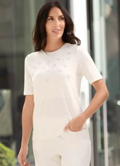 Hot laurakent Shirt mit Strasszier ECRU