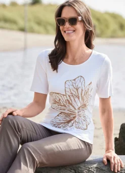 Clearance laurakent Shirt mit Strasszier WEISS