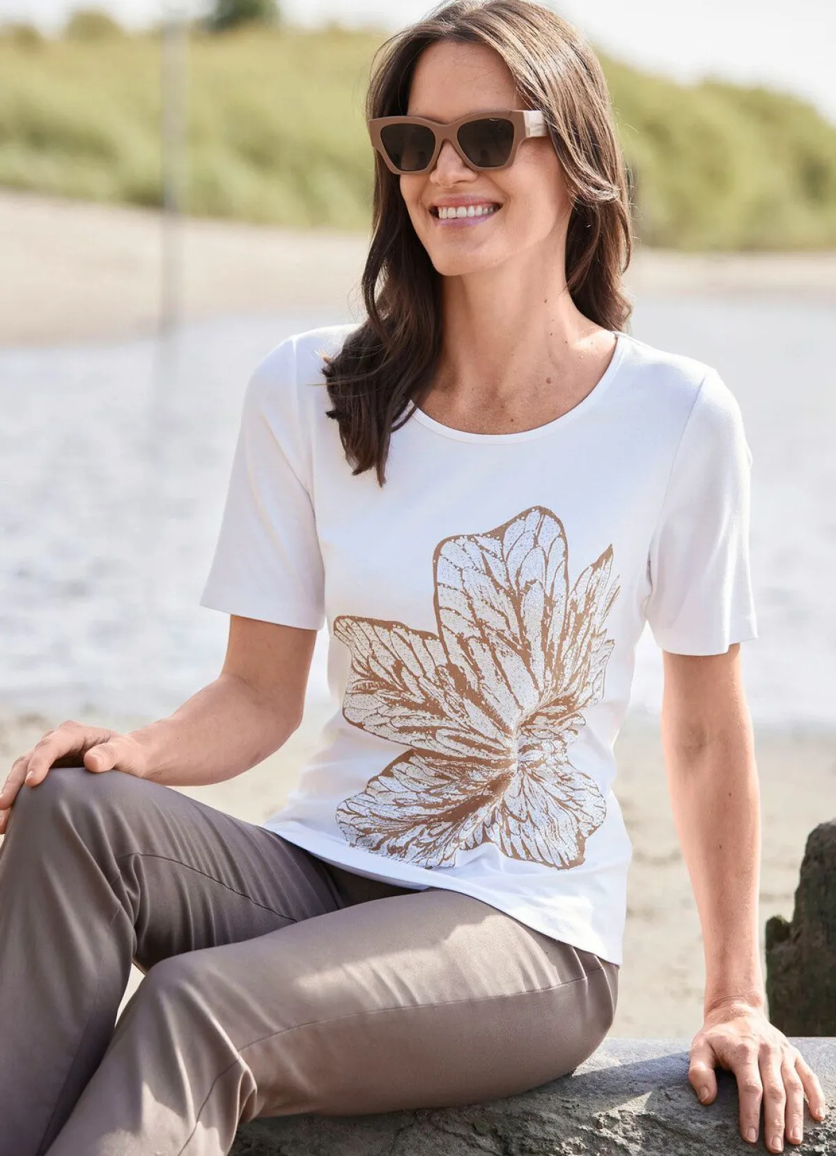 Clearance laurakent Shirt mit Strasszier WEISS