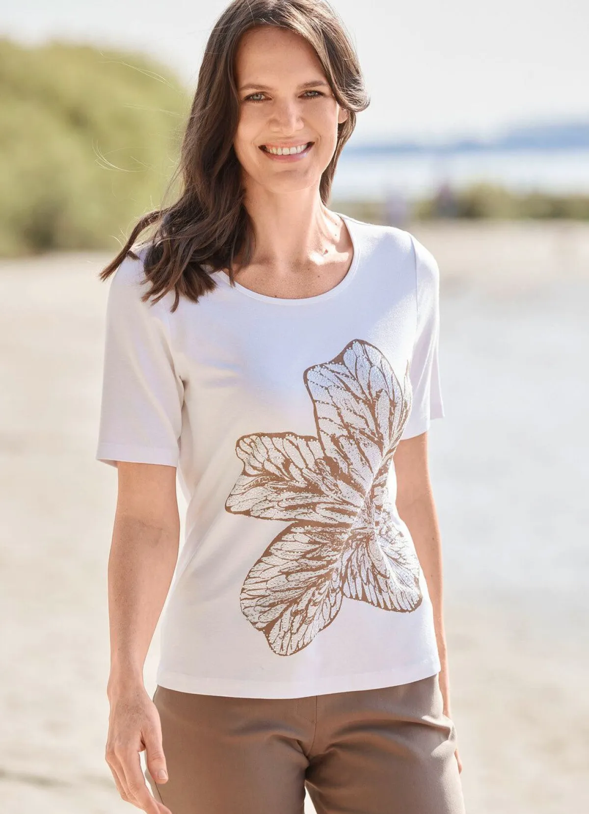 Clearance laurakent Shirt mit Strasszier WEISS