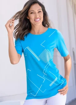 Best BADER Shirt mit Strasszier AZURBLAU