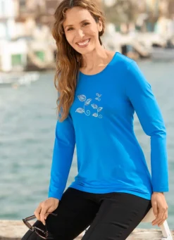 New BADER Shirt mit Strasszier im Vorderteil ROYALBLAU