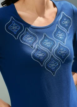 Sale BADER Shirt mit Strasszier im Vorderteil ROYALBLAU