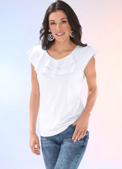 Online BADER Shirt mit Volant-Besatz in 3 Farben WEISS