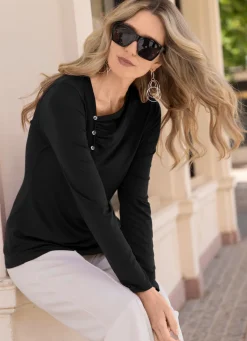 Online laurakent Shirt mit Zierknöpfen SCHWARZ