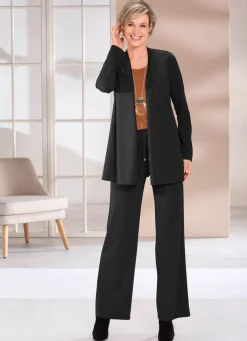 New KLAUS MODELLE MADE IN GERMANY Shirtjacke in verschlussloser Form in 4 Farben SCHWARZ