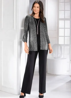 BADER Shirtjacke in verschlussloser Form SCHWARZ-SILBER MELIERT